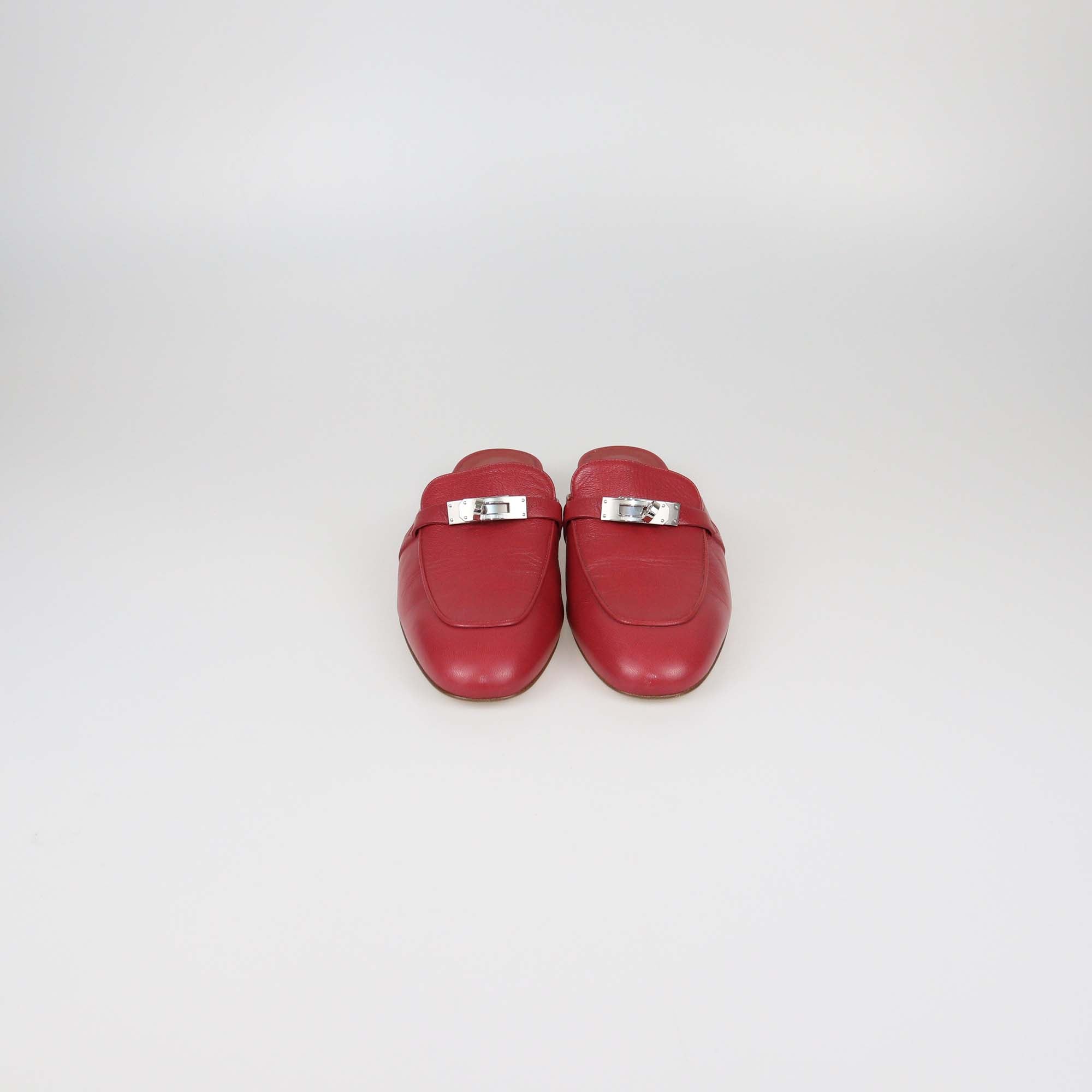 Hermes Red Leather Oz Mules