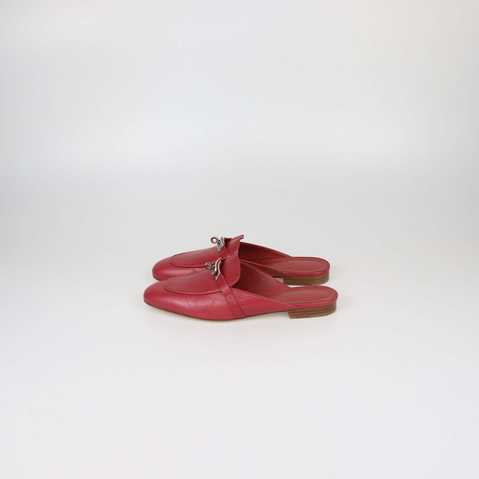 Hermes Red Leather Oz Mules