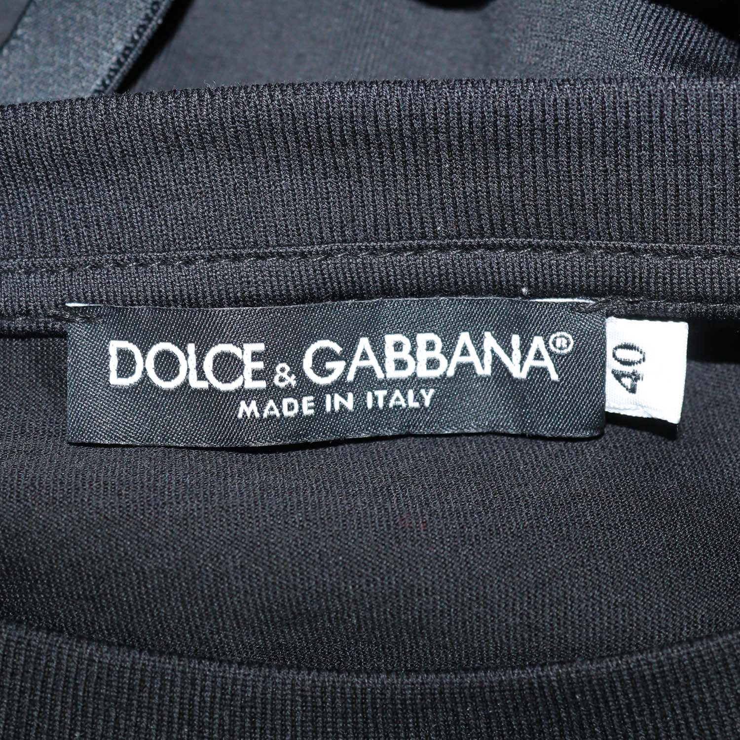 Dolce & Gabbana Black Blend Cotton Lace Bralette Crew Neck T-Shirt