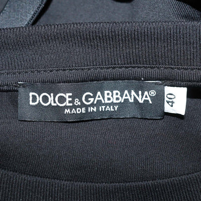 Dolce & Gabbana Black Blend Cotton Lace Bralette Crew Neck T-Shirt