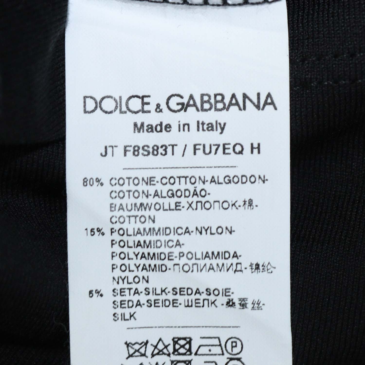 Dolce & Gabbana Black Blend Cotton Lace Bralette Crew Neck T-Shirt
