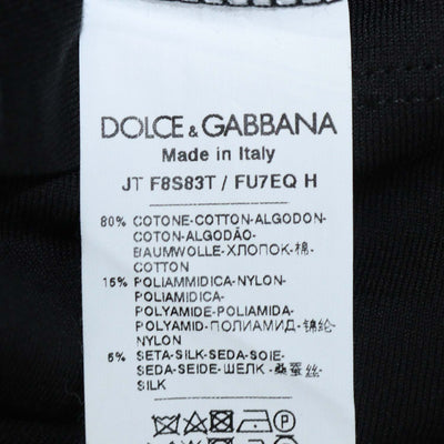 Dolce & Gabbana Black Blend Cotton Lace Bralette Crew Neck T-Shirt