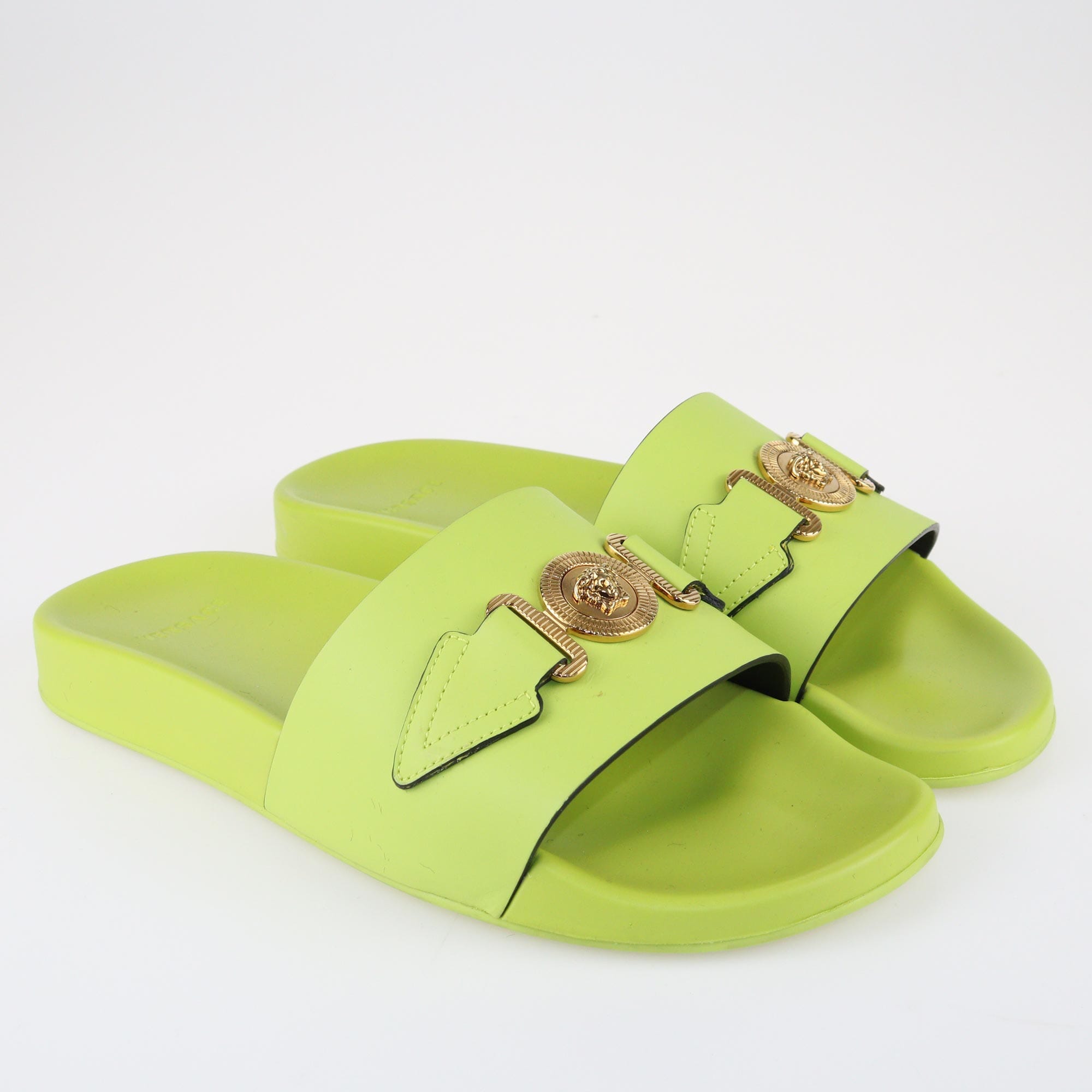Versace Green Medusa Biggie Slides Shoes Versace 