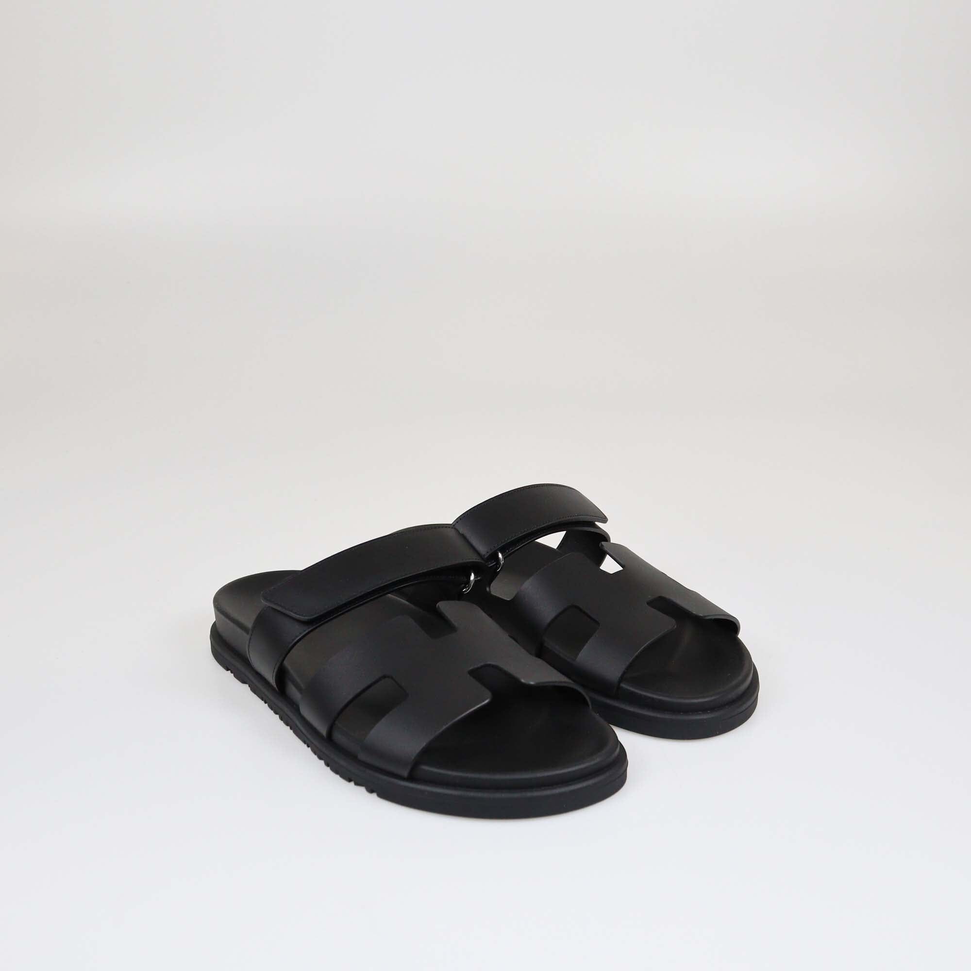 Hermes Black Chypre Sandals Womens Hermes 