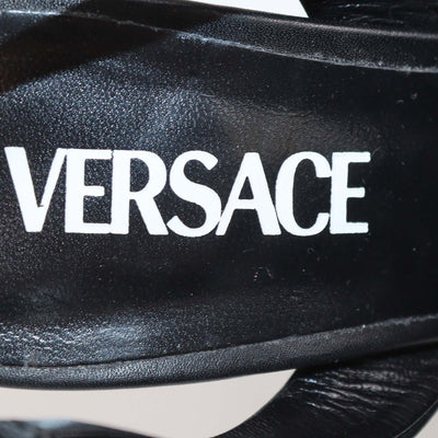Versace Black Leather La Medusa Slingback Pumps