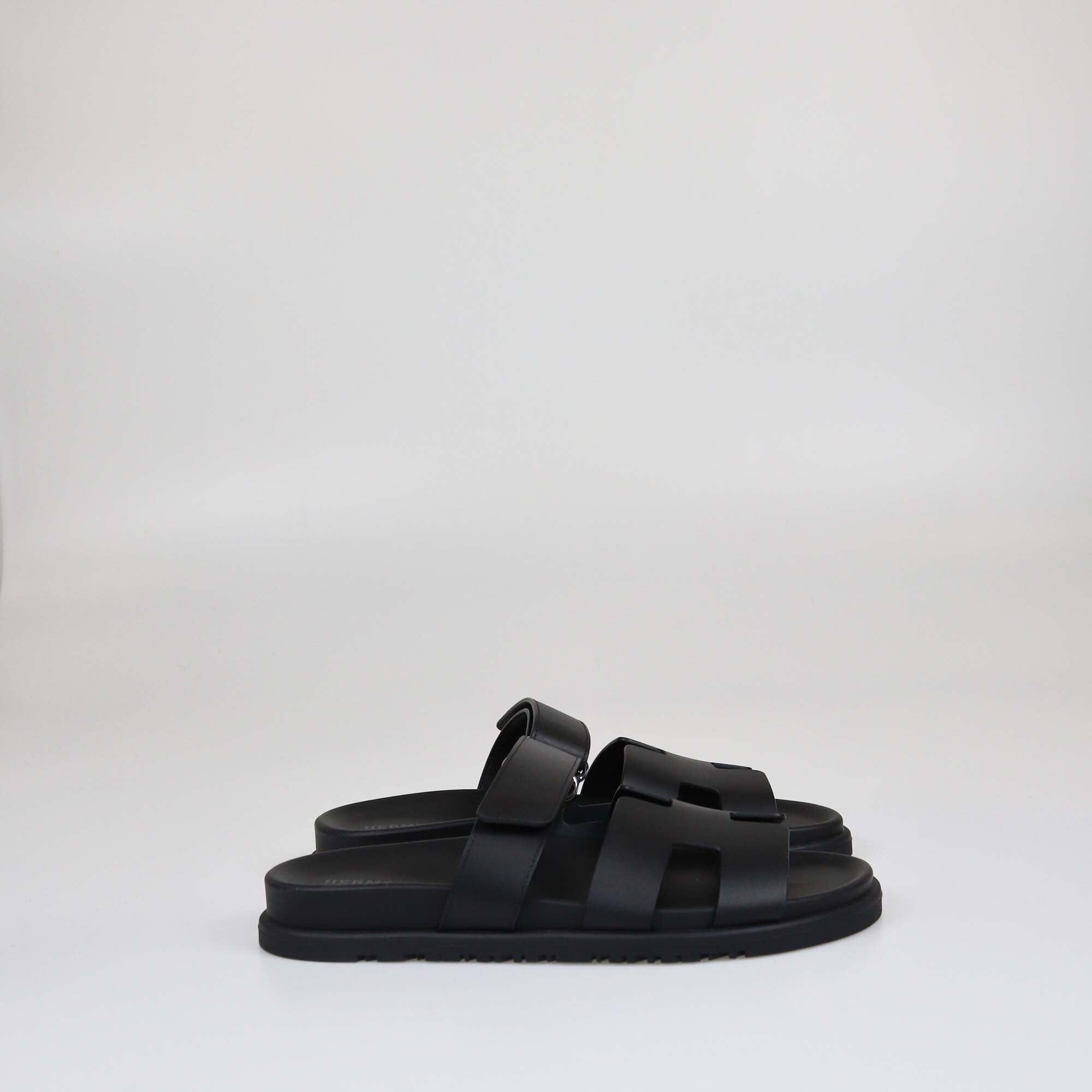 Hermes Black Chypre Sandals Womens Hermes 