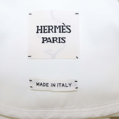 Hermes White Cotton Button Front Sellier Collarless Jacket