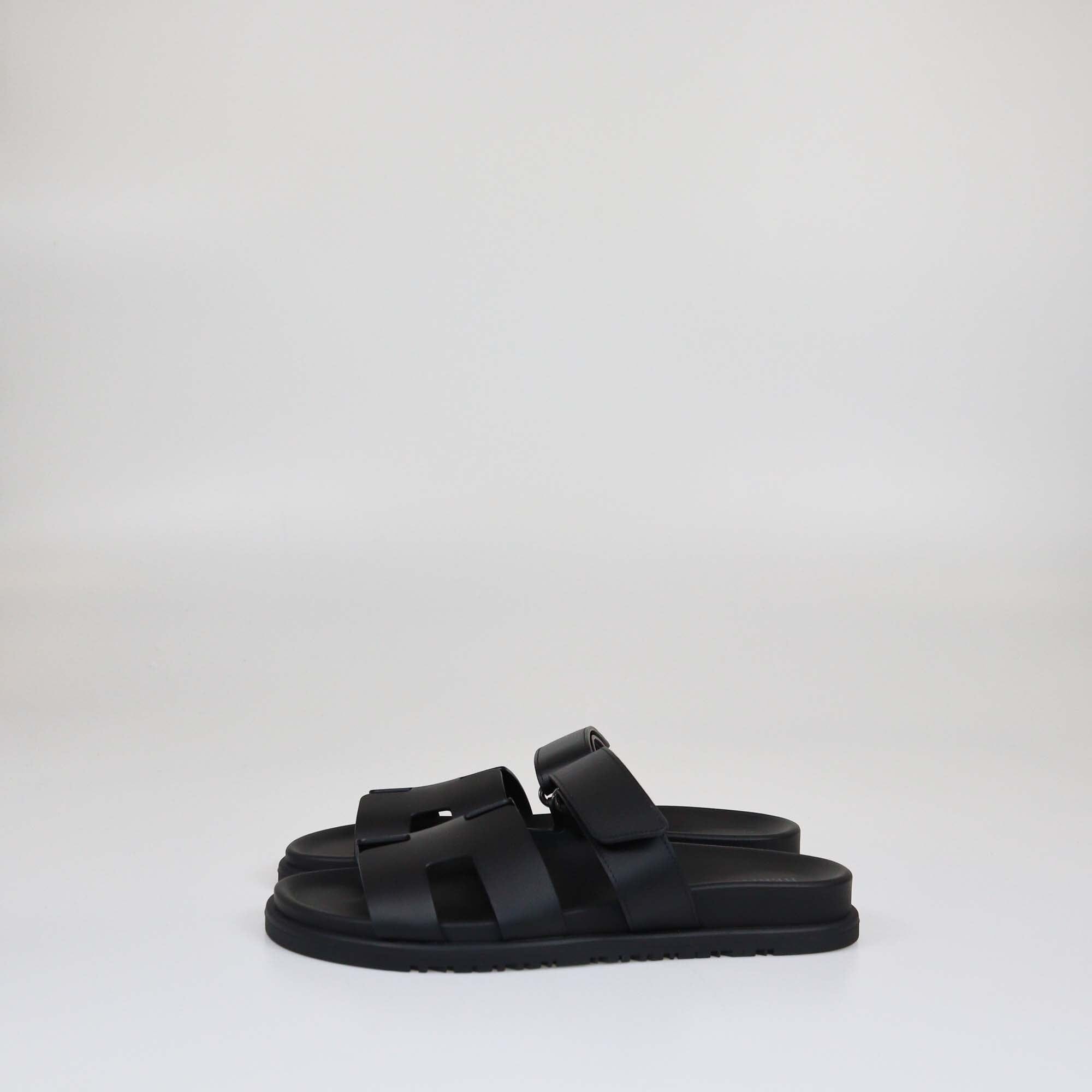 Hermes Black Chypre Sandals Womens Hermes 