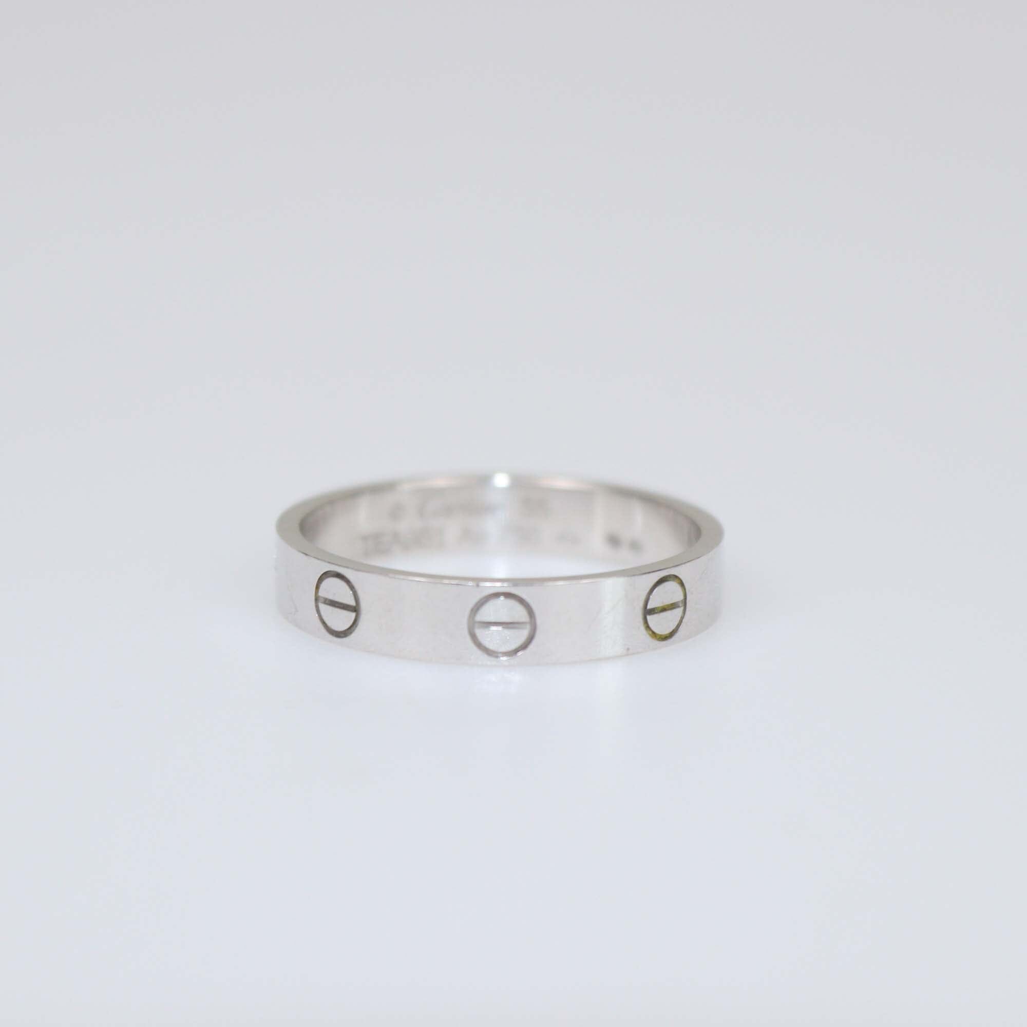 Cartier Love 18k White Gold Small Model Ring Size 55 Womens Cartier 