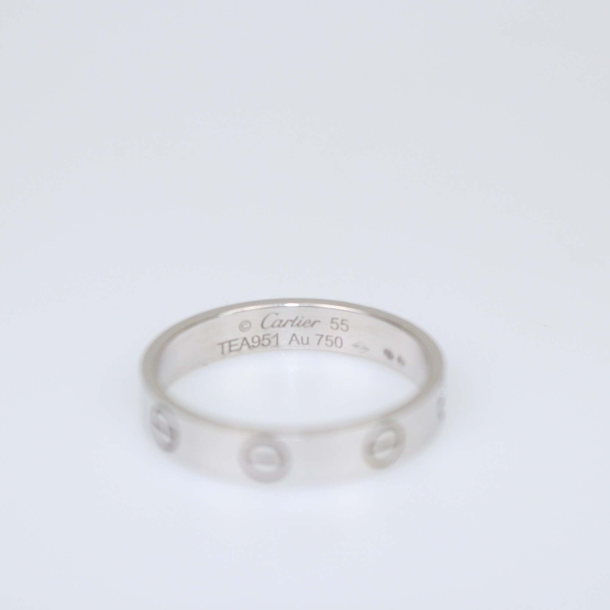 Cartier Love 18k White Gold Small Model Ring Size 55 Womens Cartier 