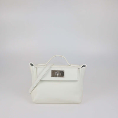 Hermes Blanc Evercolor and Swift Leather Mini 24/24 Bag