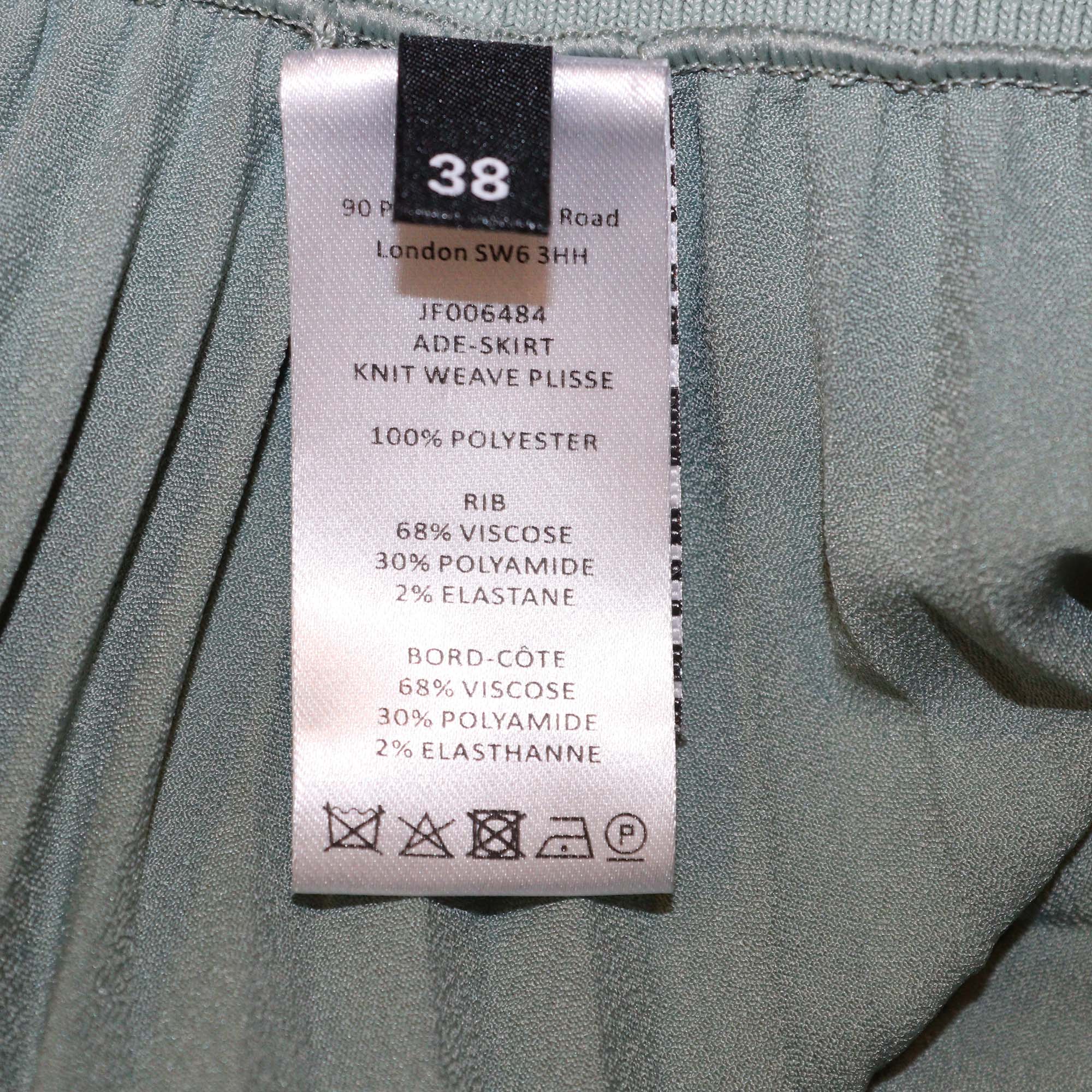 Joseph Green Plisse Pleated Skirt