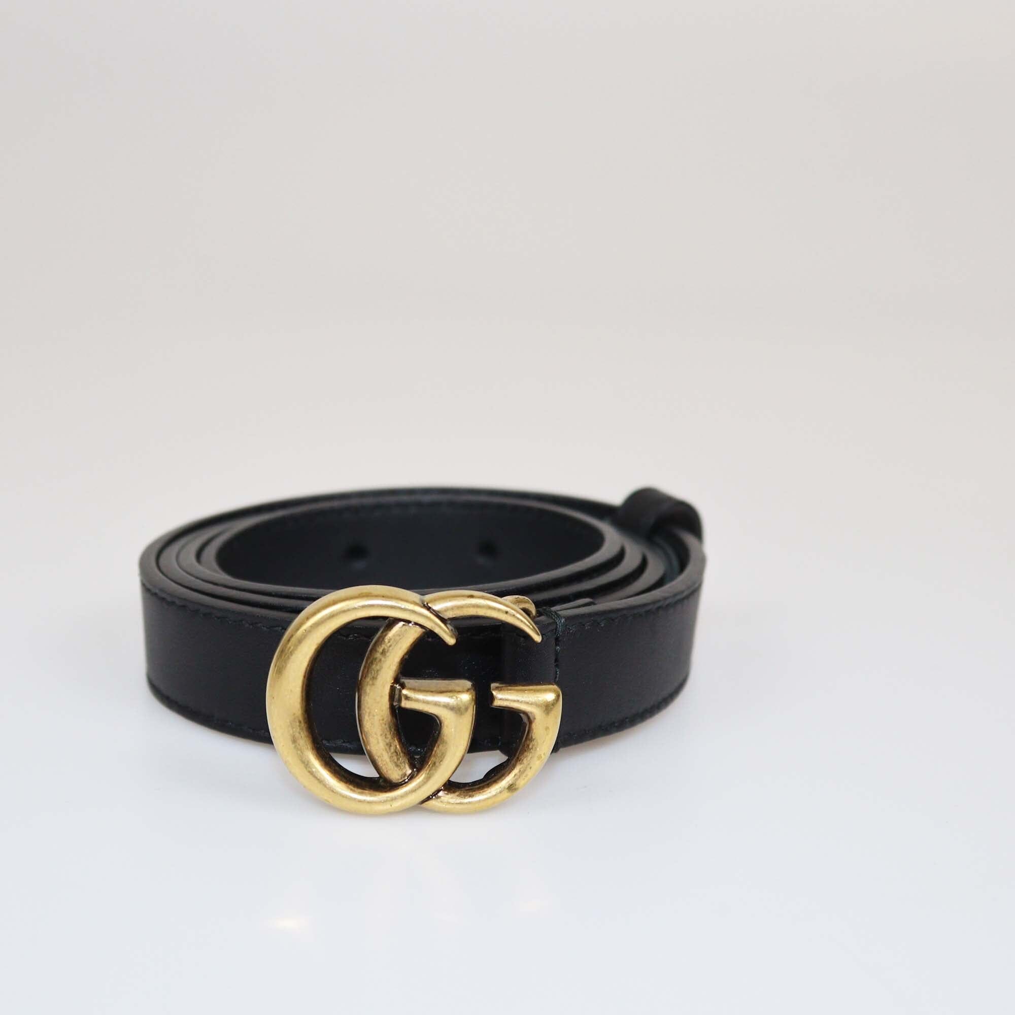 Gucci Black GG Marmont Slim Belt Womens Gucci 