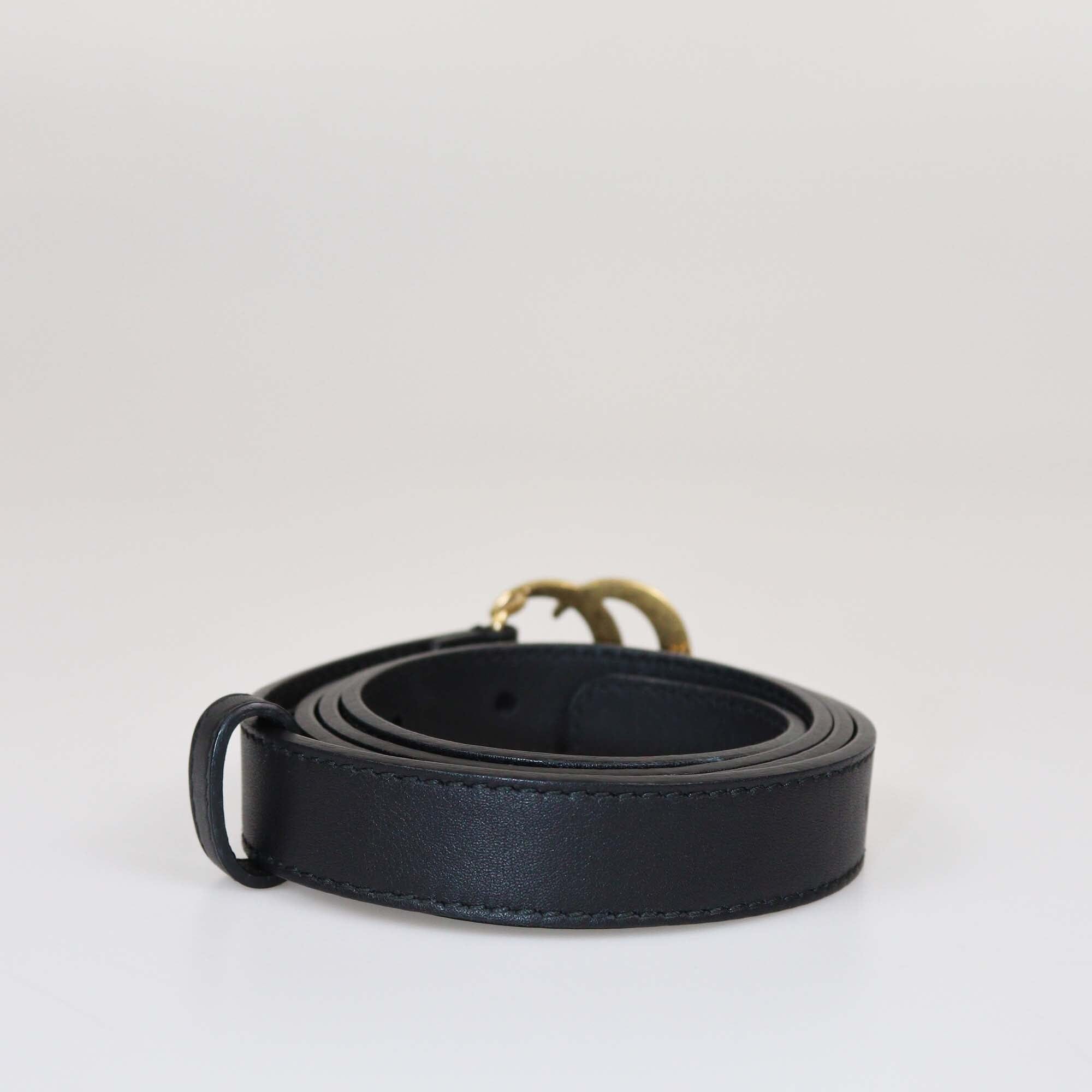 Gucci Black GG Marmont Slim Belt Womens Gucci 