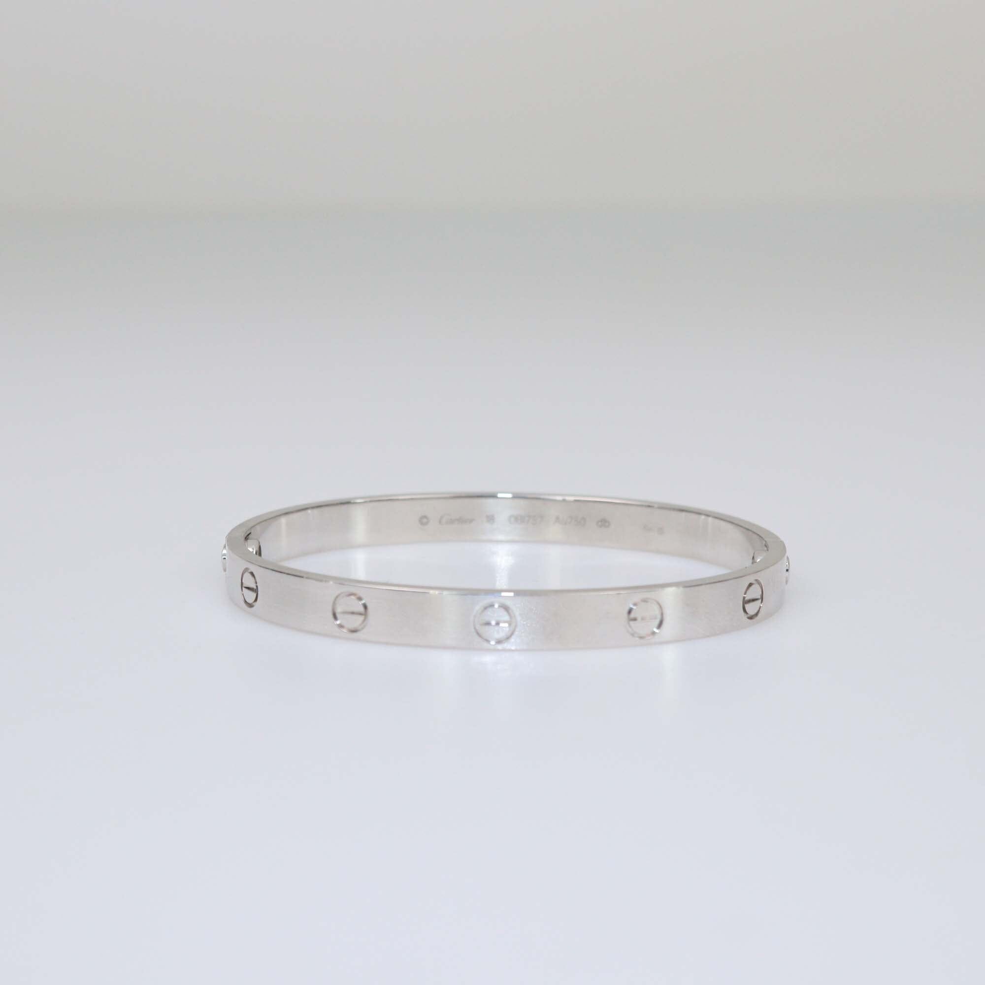 Cartier Love 18k White Gold Bracelet Size 18 Womens Cartier 