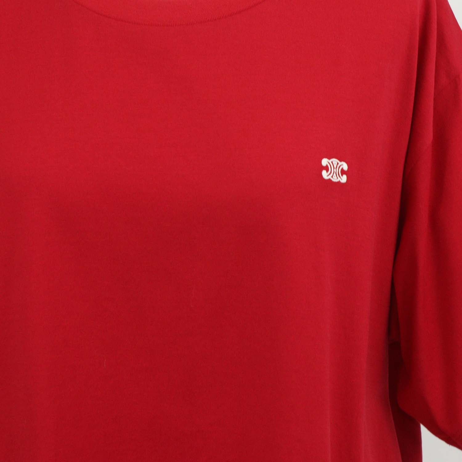 Celine Red Cotton Triomphe Loose T-Shirt