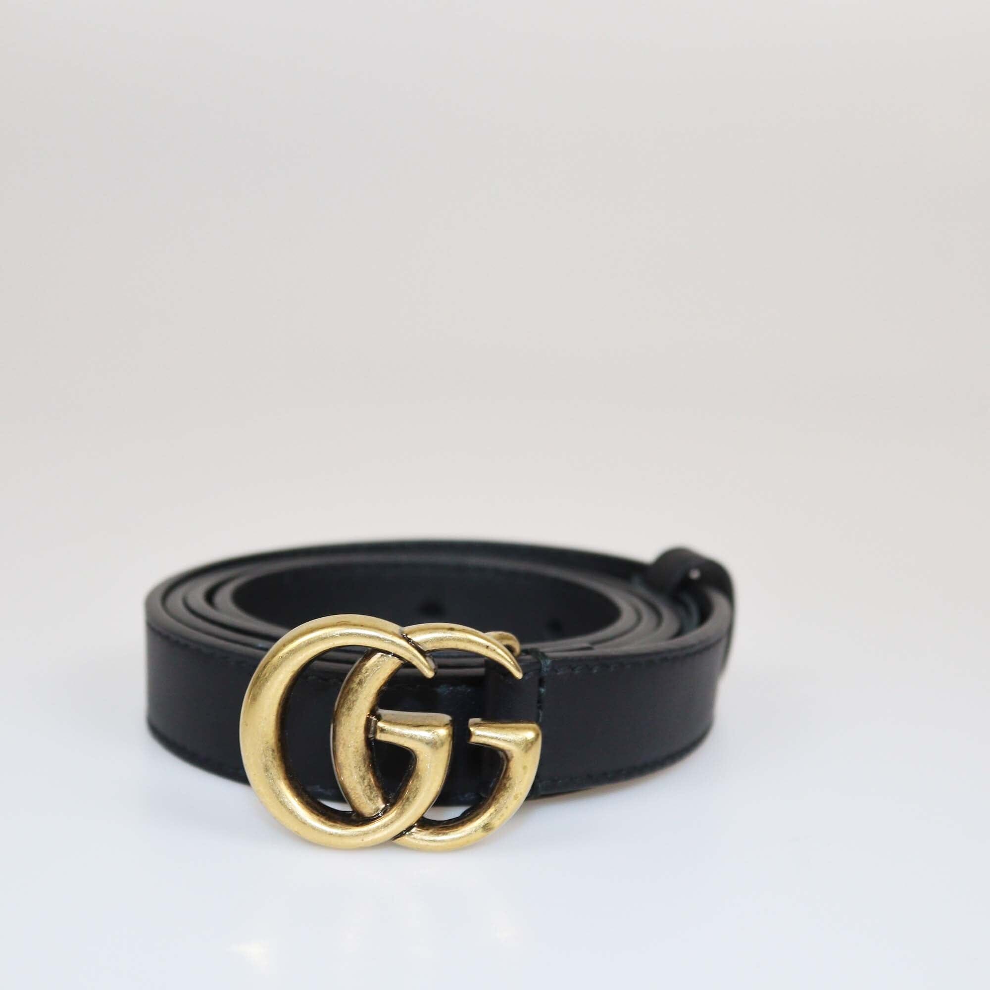 Gucci Black GG Marmont Slim Belt Womens Gucci 