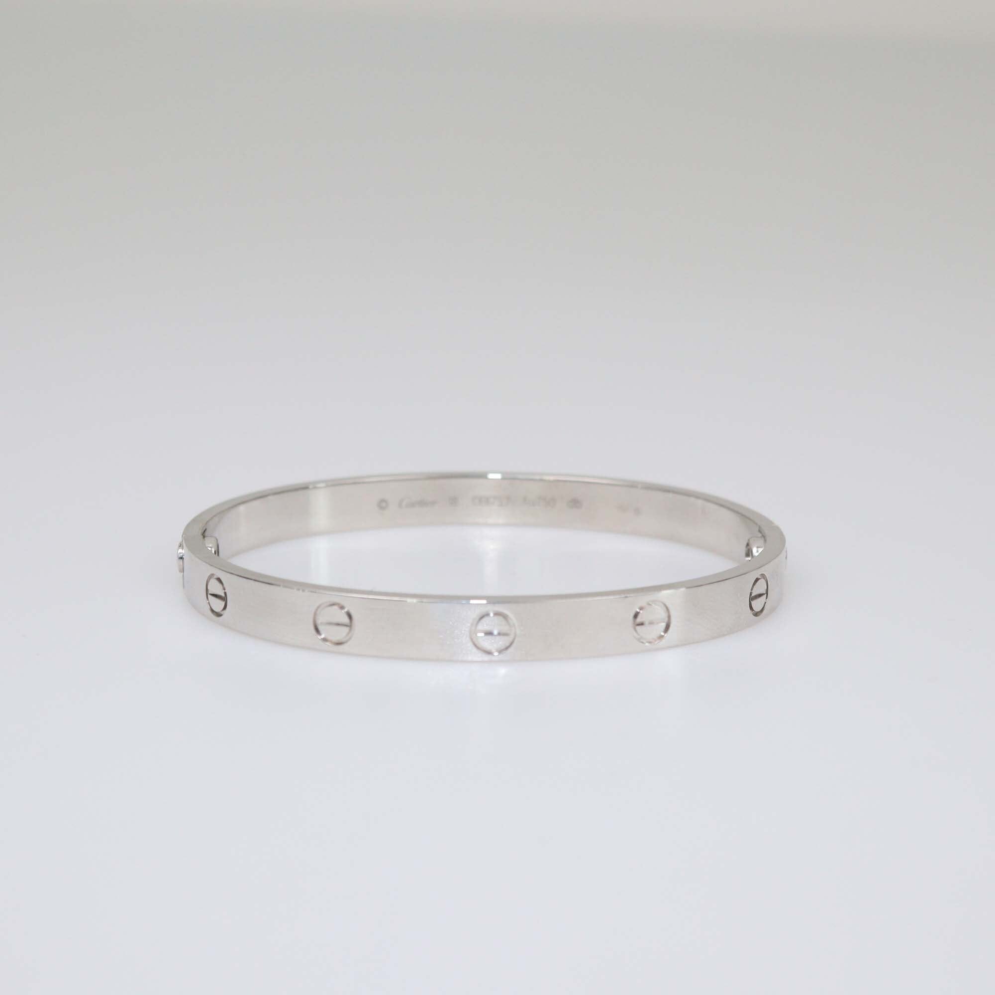 Cartier Love 18k White Gold Bracelet Size 18 Womens Cartier 