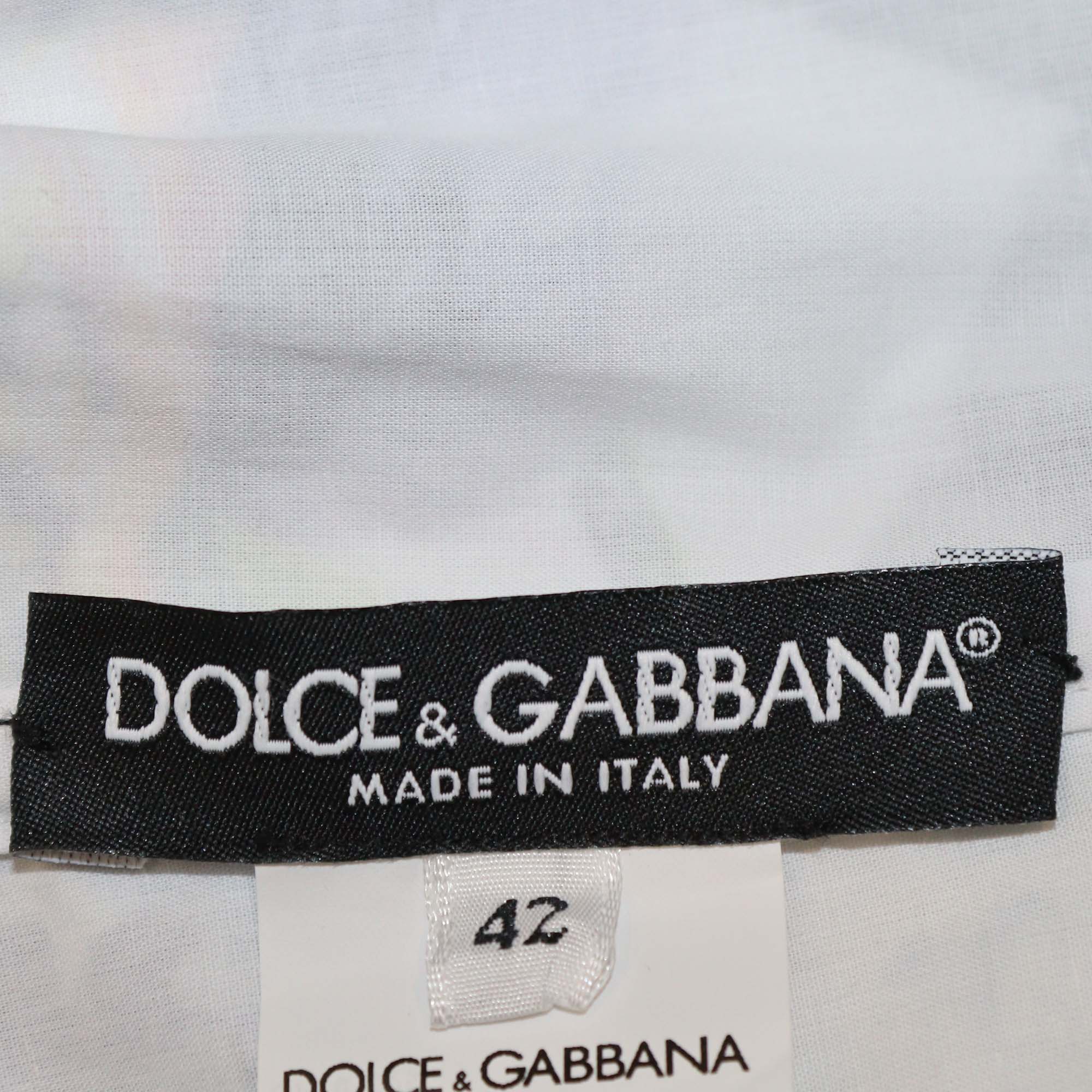 Dolce & Gabbana Multicolor Cotton Floral Print Sleeveless Midi Dress