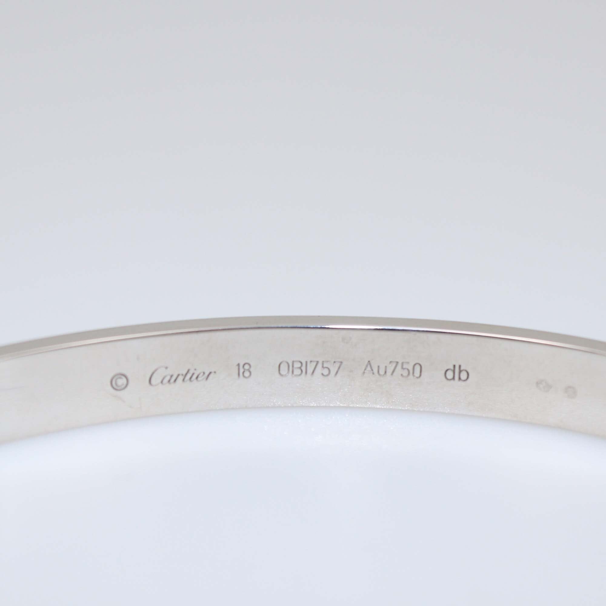 Cartier Love 18k White Gold Bracelet Size 18 Womens Cartier 