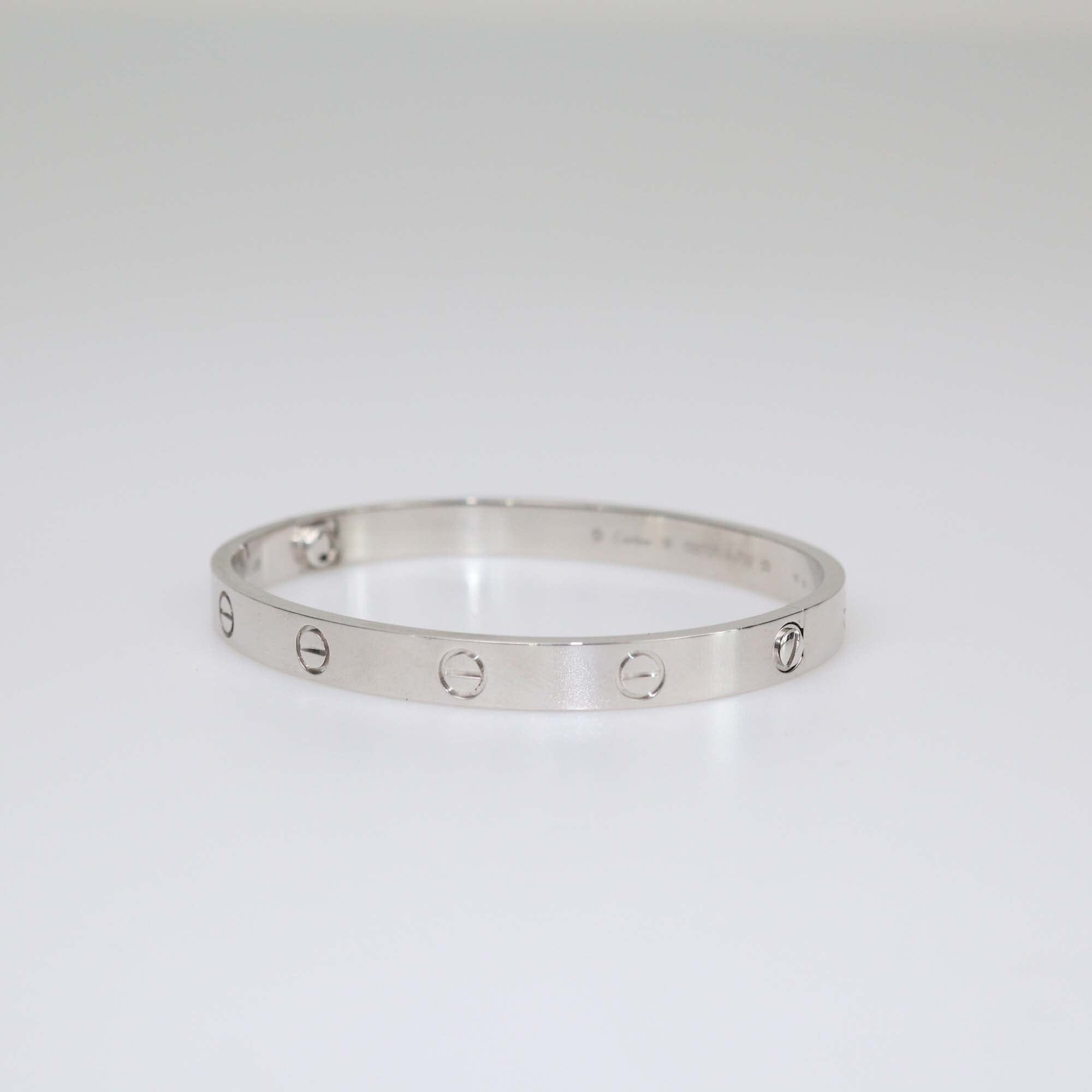 Cartier Love 18k White Gold Bracelet Size 18 Womens Cartier 