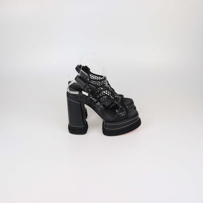 Christian Louboutin Black Mesh and Leather Almeja Platform Sandals