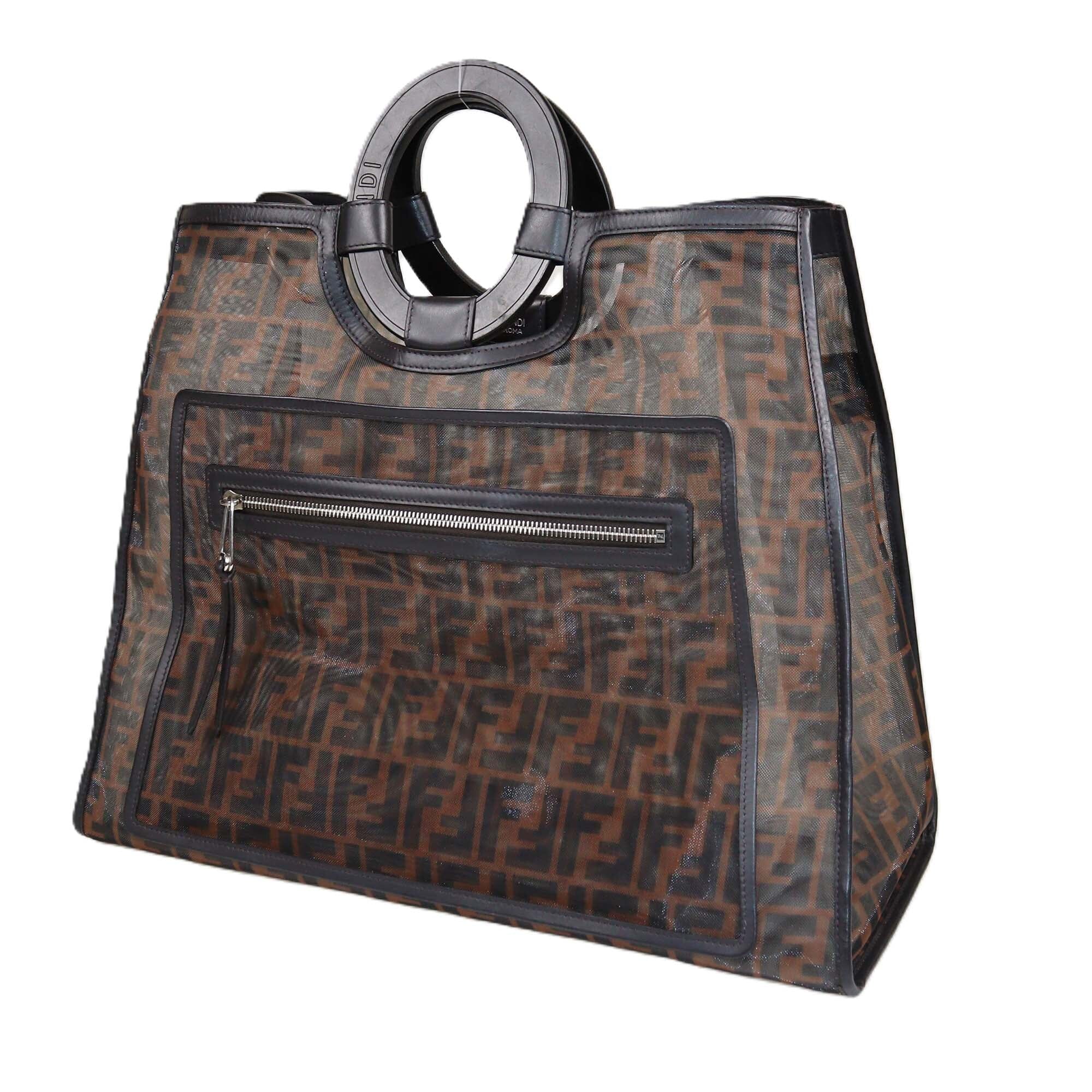 Fendi Dark Brown Zucca Large Runaway Shopper Tote Womens Fendi 