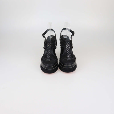 Christian Louboutin Black Mesh and Leather Almeja Platform Sandals