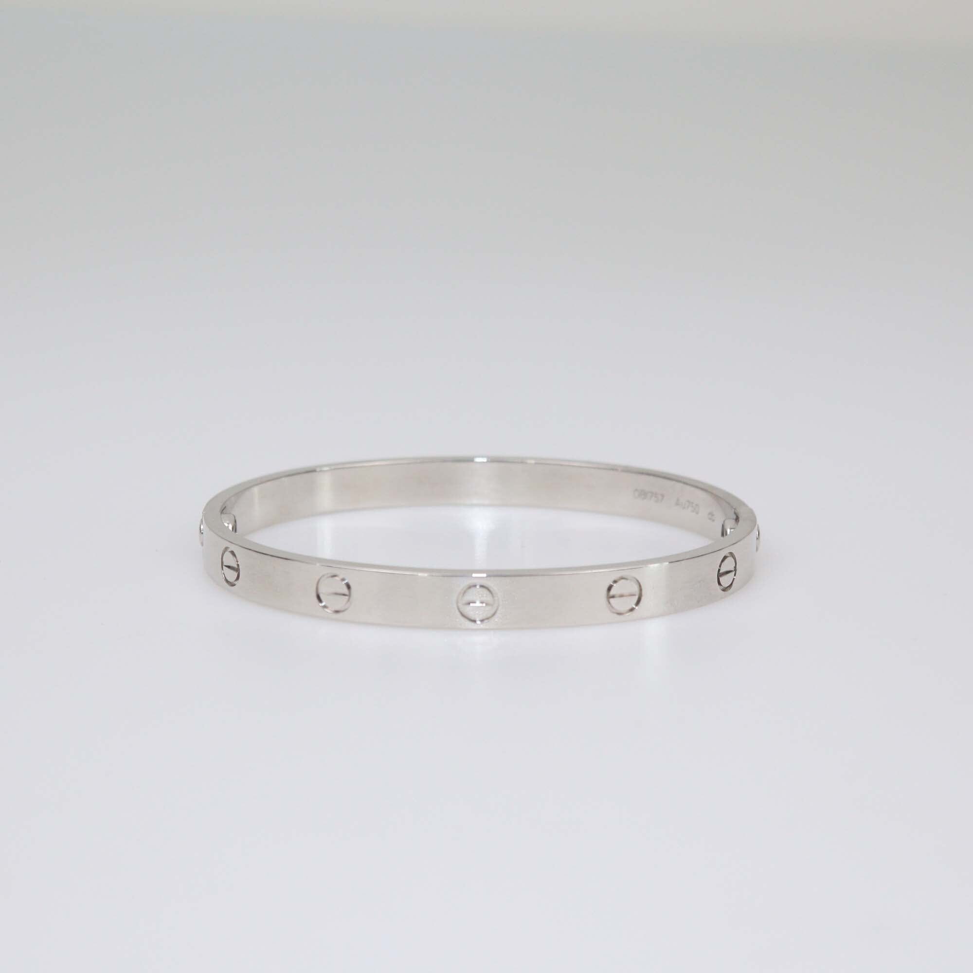 Cartier Love 18k White Gold Bracelet Size 18 Womens Cartier 