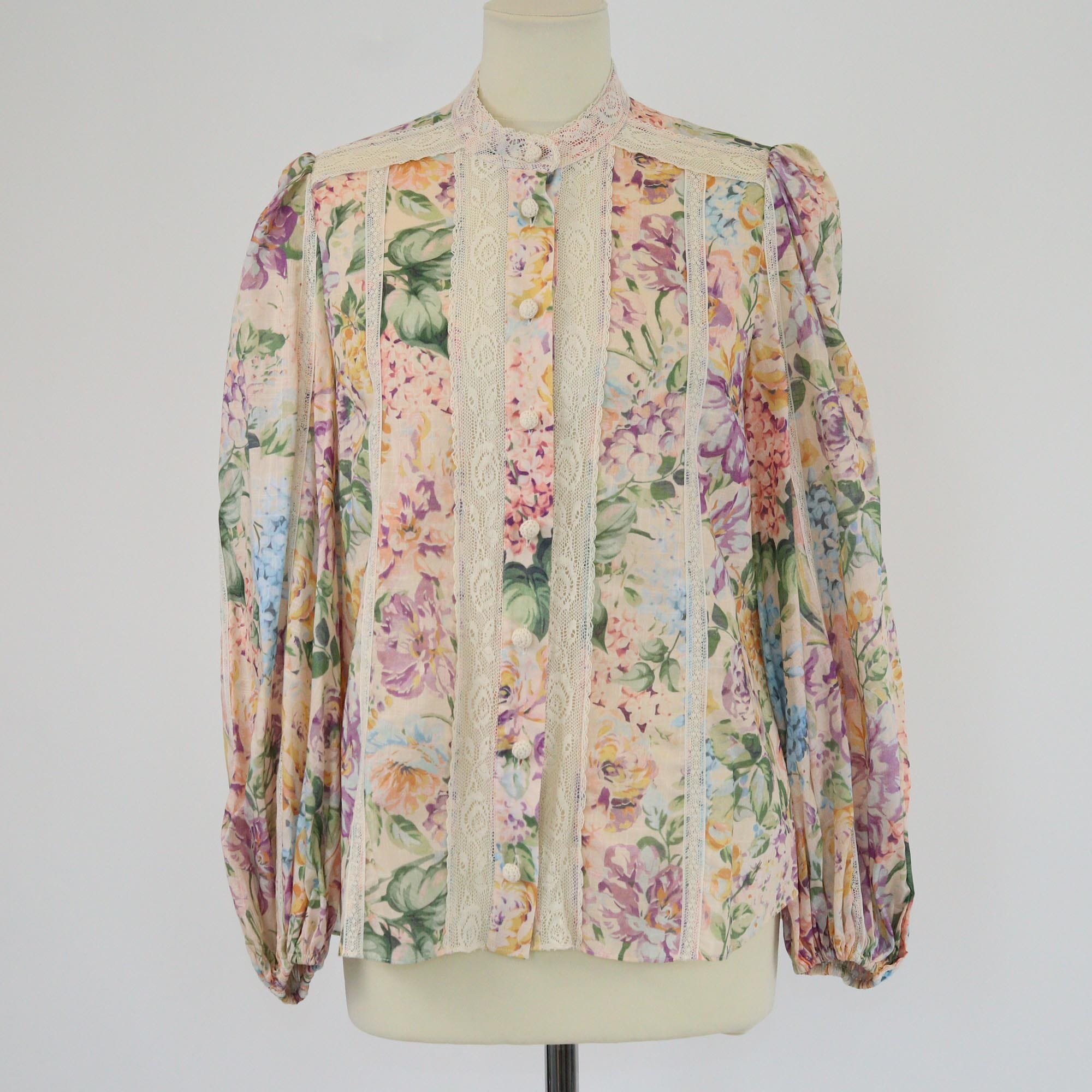 Zimmermann Multicolor Halliday Floral Lace Trim Blouse Womens Zimmermann 