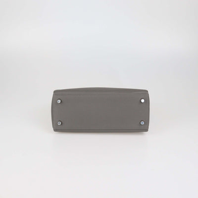 Hermes Gris Meyer Togo Leather Palladium Hardware Kelly Retourne 25 Bag