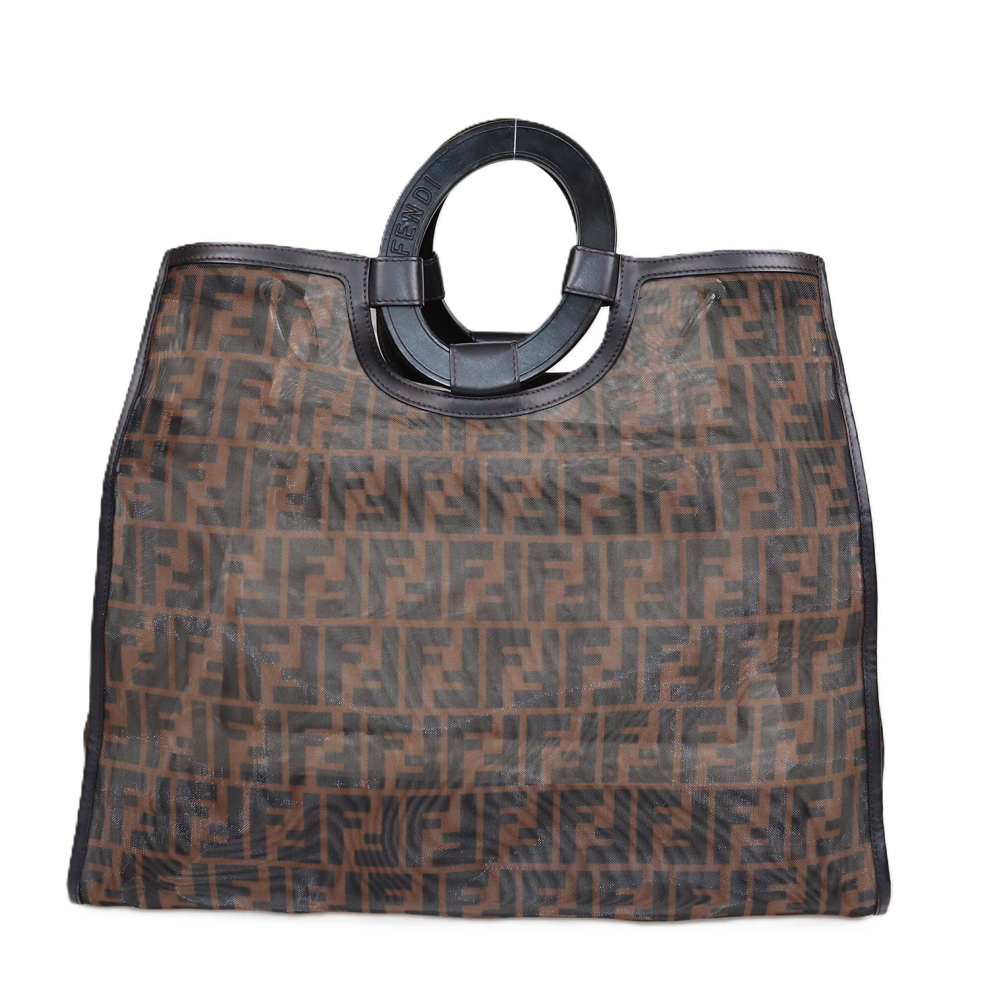 Fendi Dark Brown Zucca Large Runaway Shopper Tote Womens Fendi 