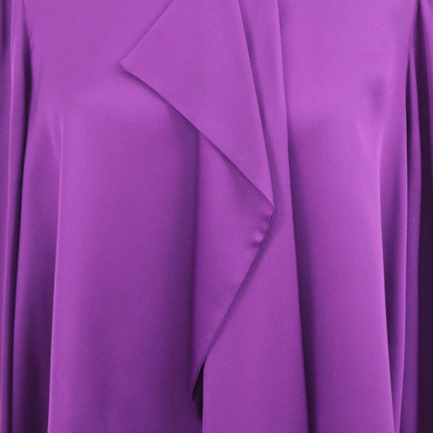 Alexander McQueen Purple Silk Ruffled Front Long Sleeve Blouse