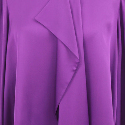 Alexander McQueen Purple Silk Ruffled Front Long Sleeve Blouse