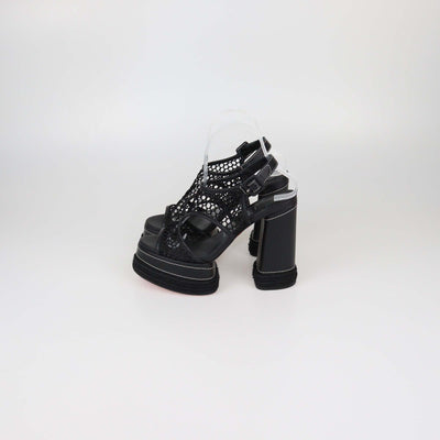 Christian Louboutin Black Mesh and Leather Almeja Platform Sandals
