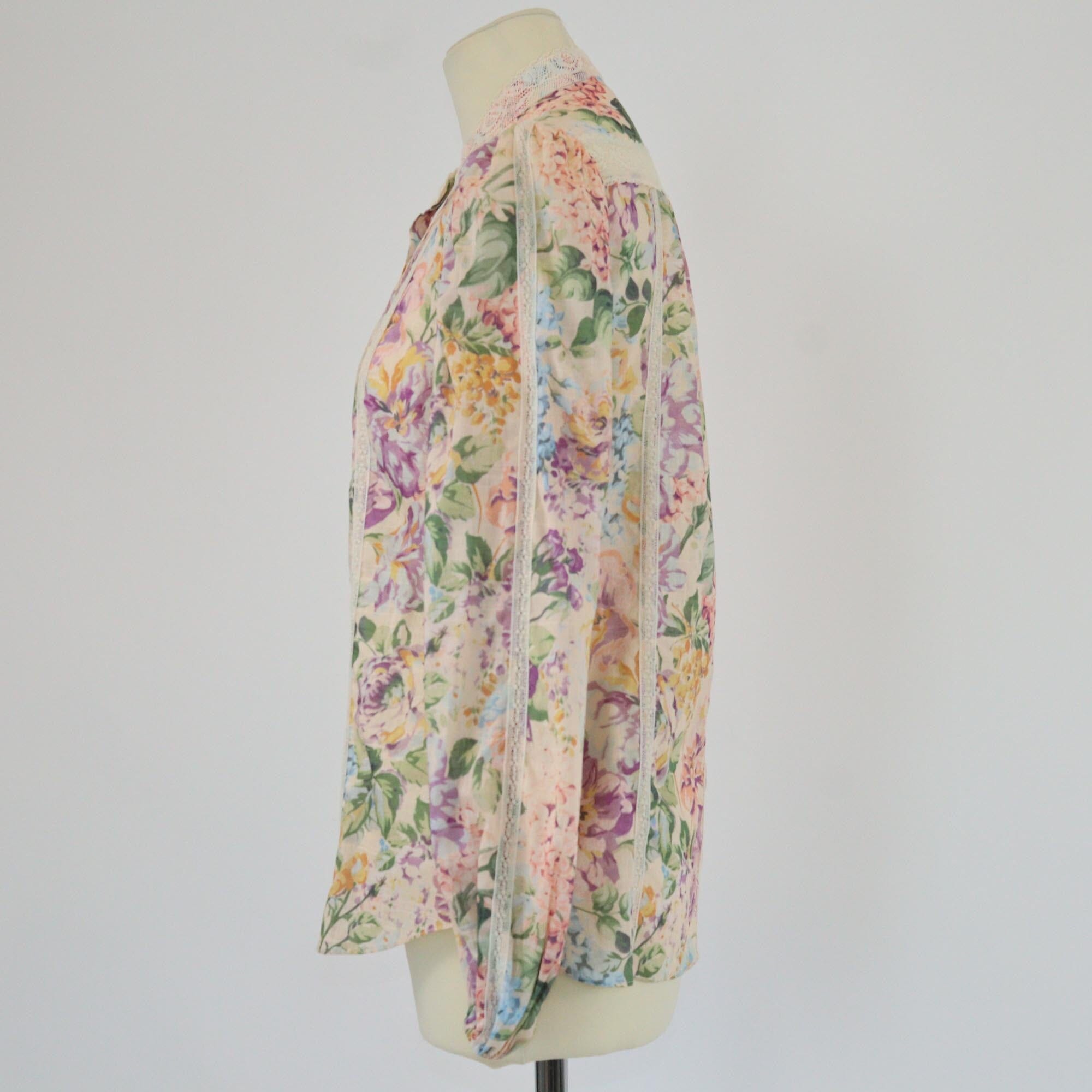 Zimmermann Multicolor Halliday Floral Lace Trim Blouse Womens Zimmermann 