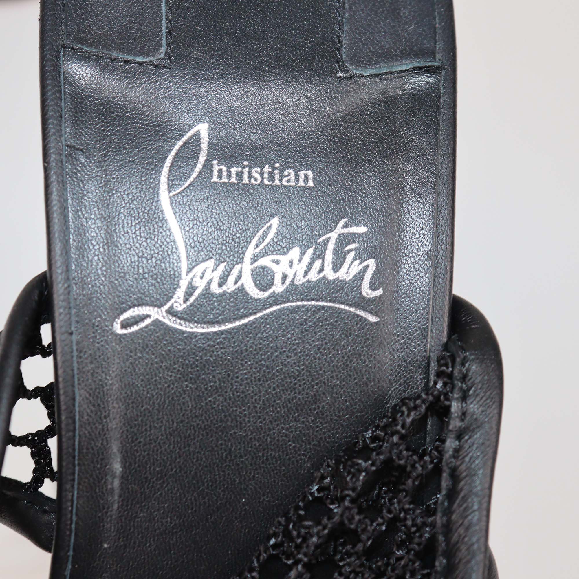 Christian Louboutin Black Mesh and Leather Almeja Platform Sandals