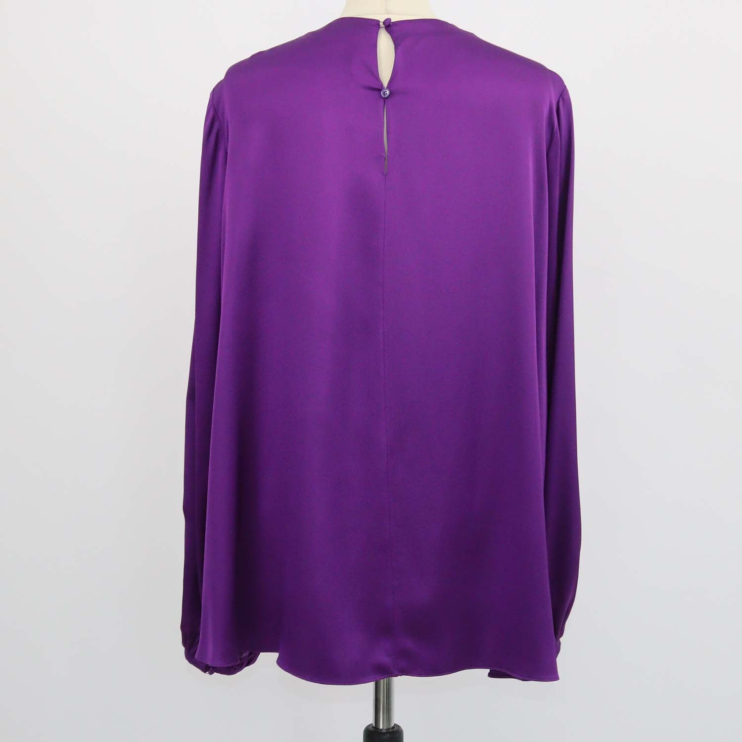Alexander McQueen Purple Silk Ruffled Front Long Sleeve Blouse