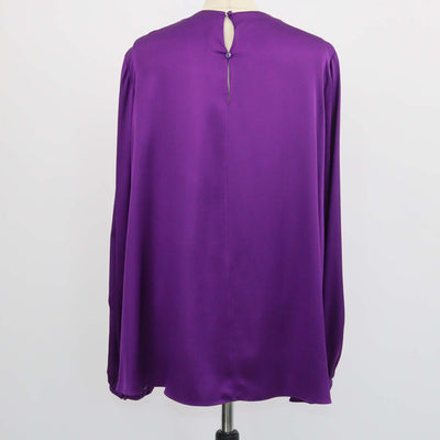 Alexander McQueen Purple Silk Ruffled Front Long Sleeve Blouse