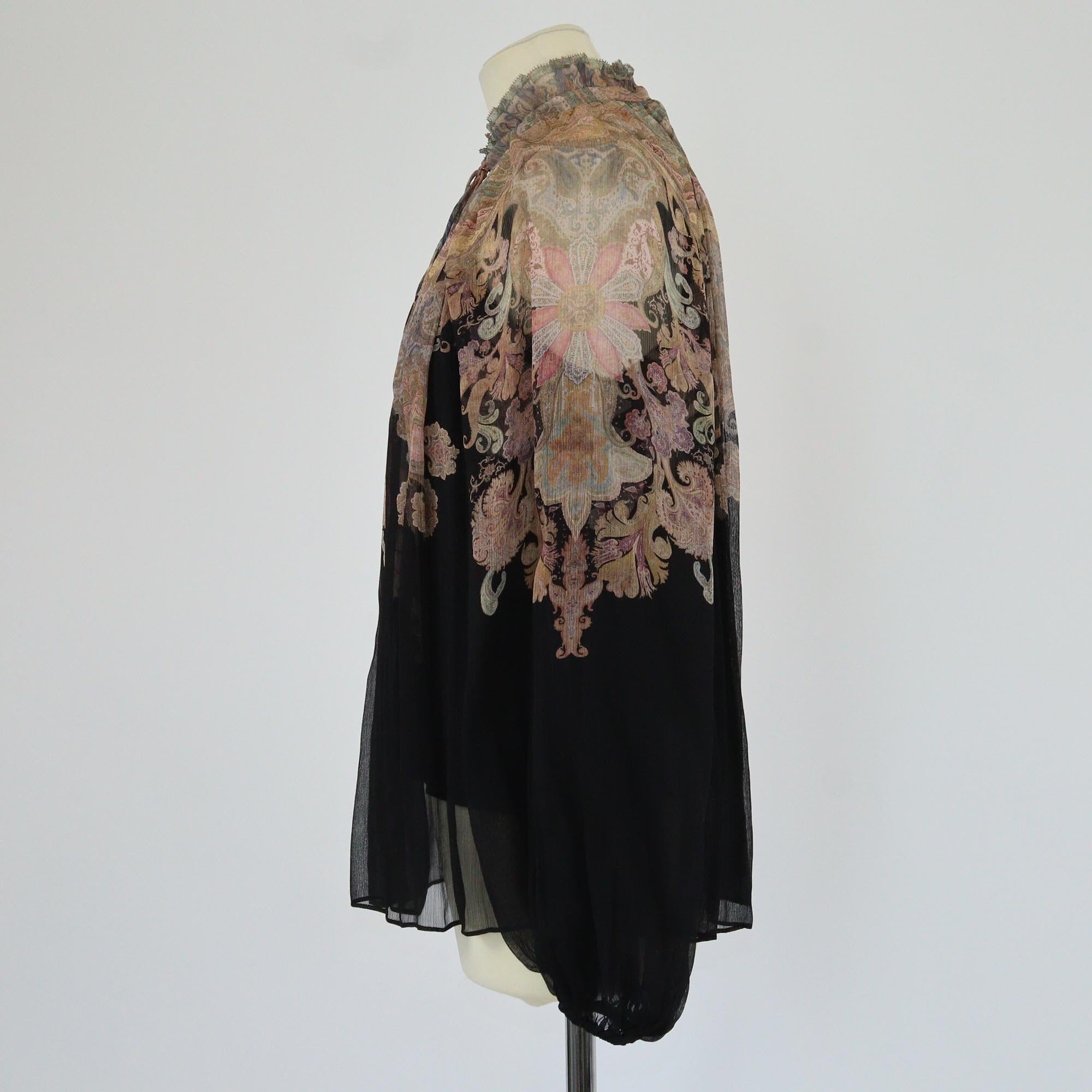 Zimmermann Black Paisley Illustration Billow Blouse Womens Zimmermann 
