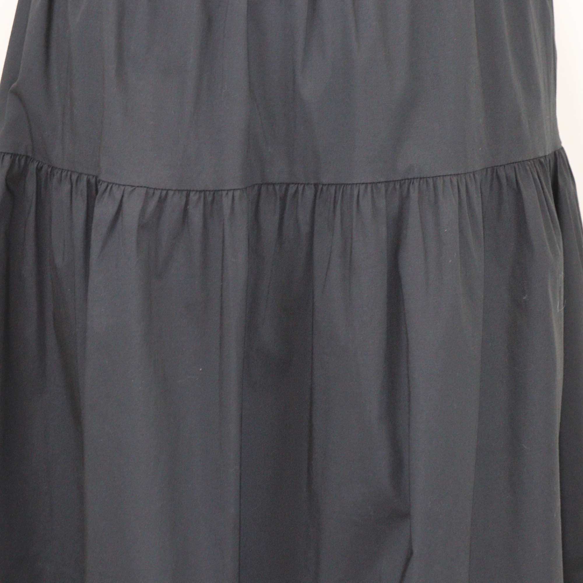 Staud Black Cotton Pleated Maxi Skirt