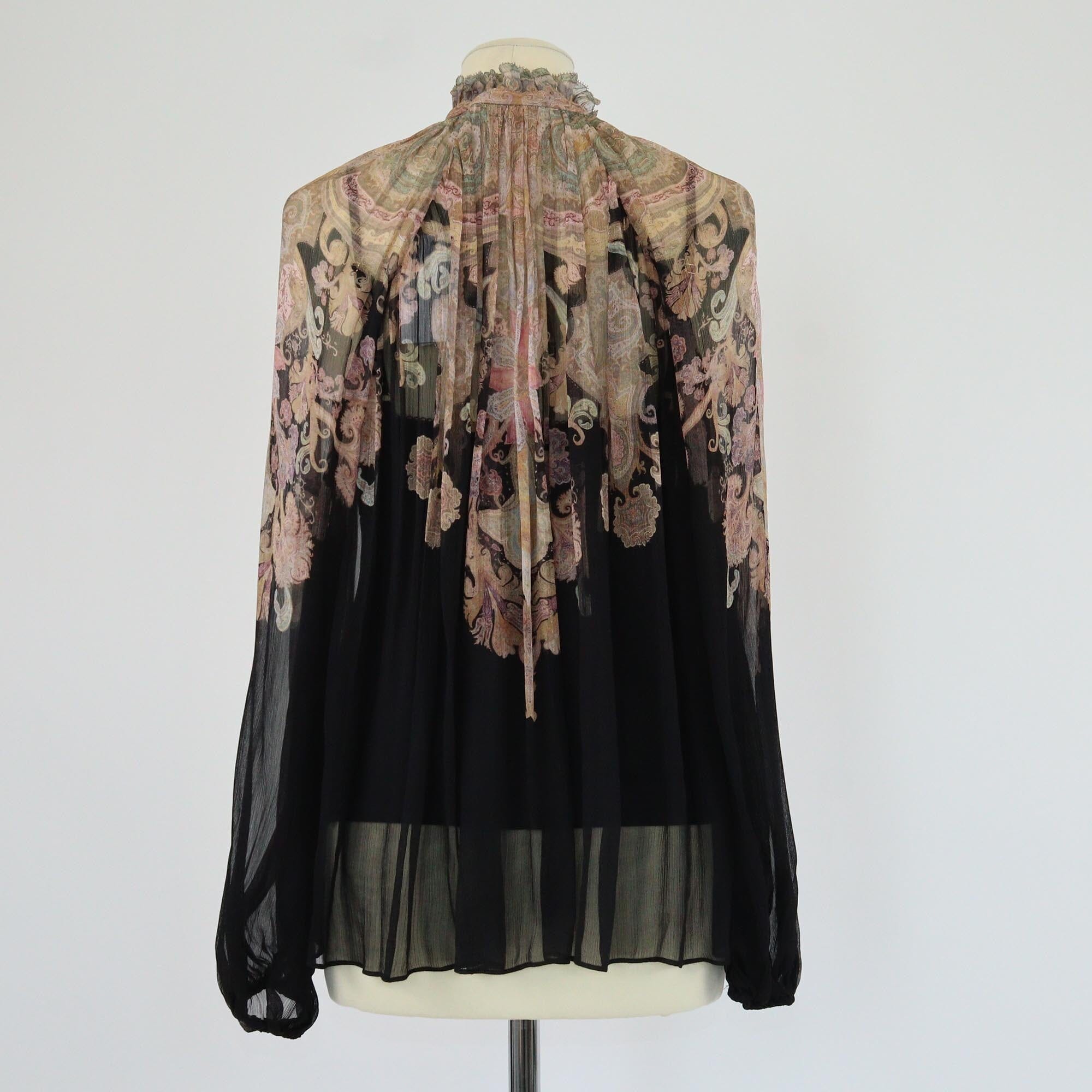 Zimmermann Black Paisley Illustration Billow Blouse Womens Zimmermann 