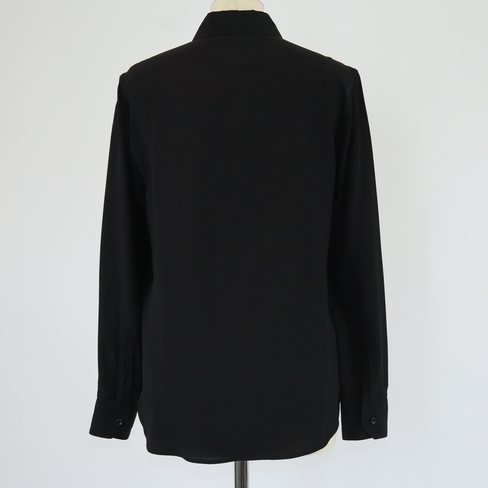Saint Laurent Black Black Silk Button Front Long Sleeve Shirt Womens Saint Laurent 