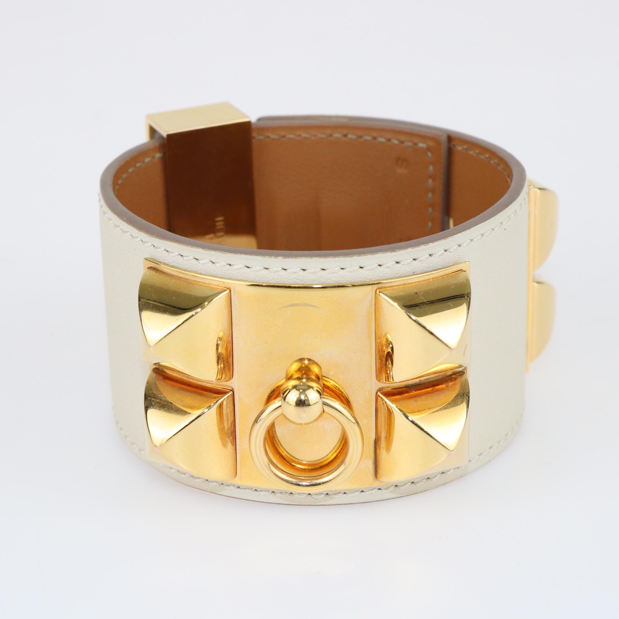 Hermes Cream Collier de Chien Gold Plated Bracelet Accessories Hermes 