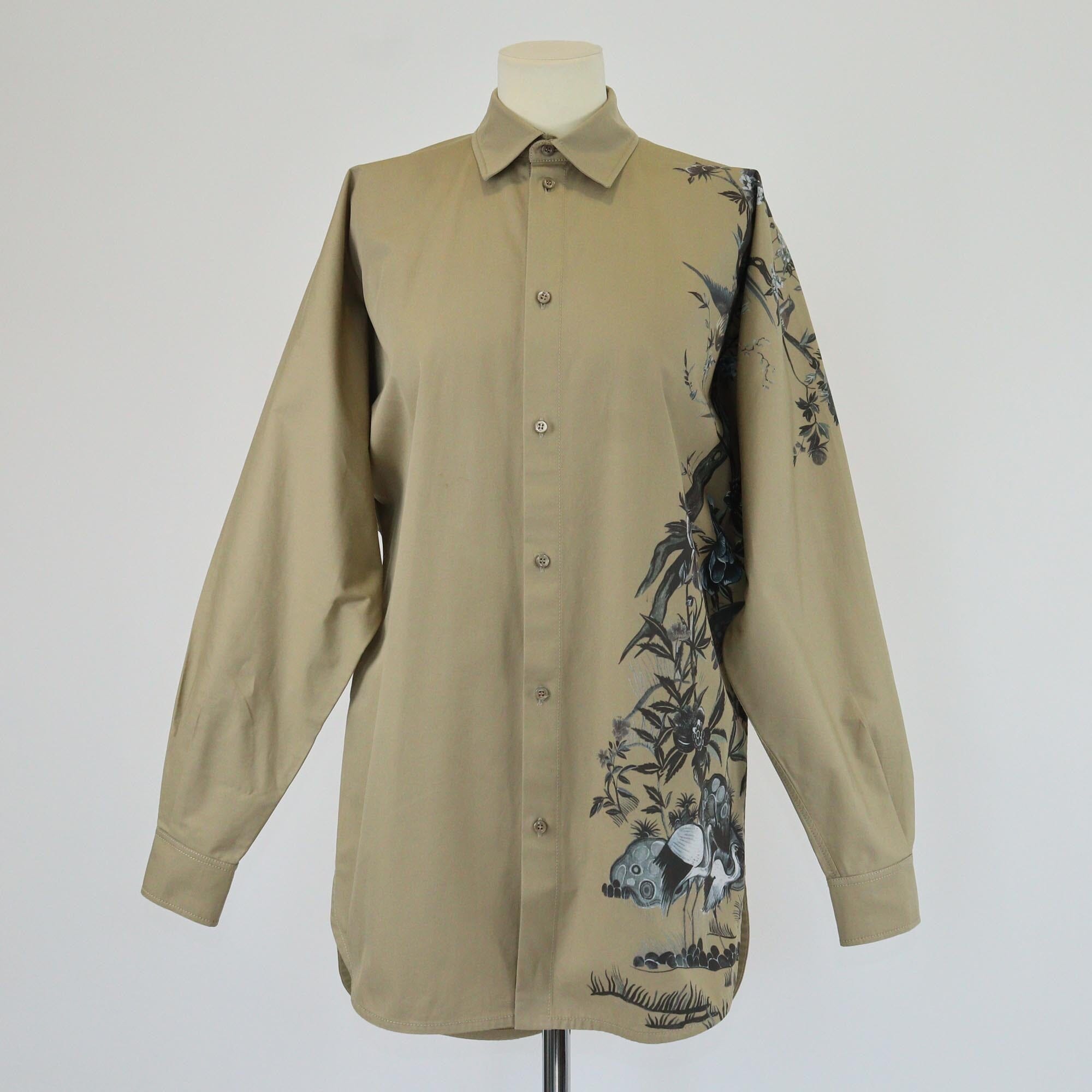 Christian Dior Khaki Floral & Bird Print Long Sleeve Tunic Womens Christian Dior 