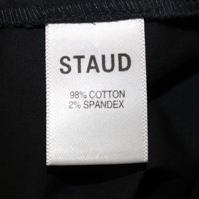 Staud Black Cotton Pleated Maxi Skirt