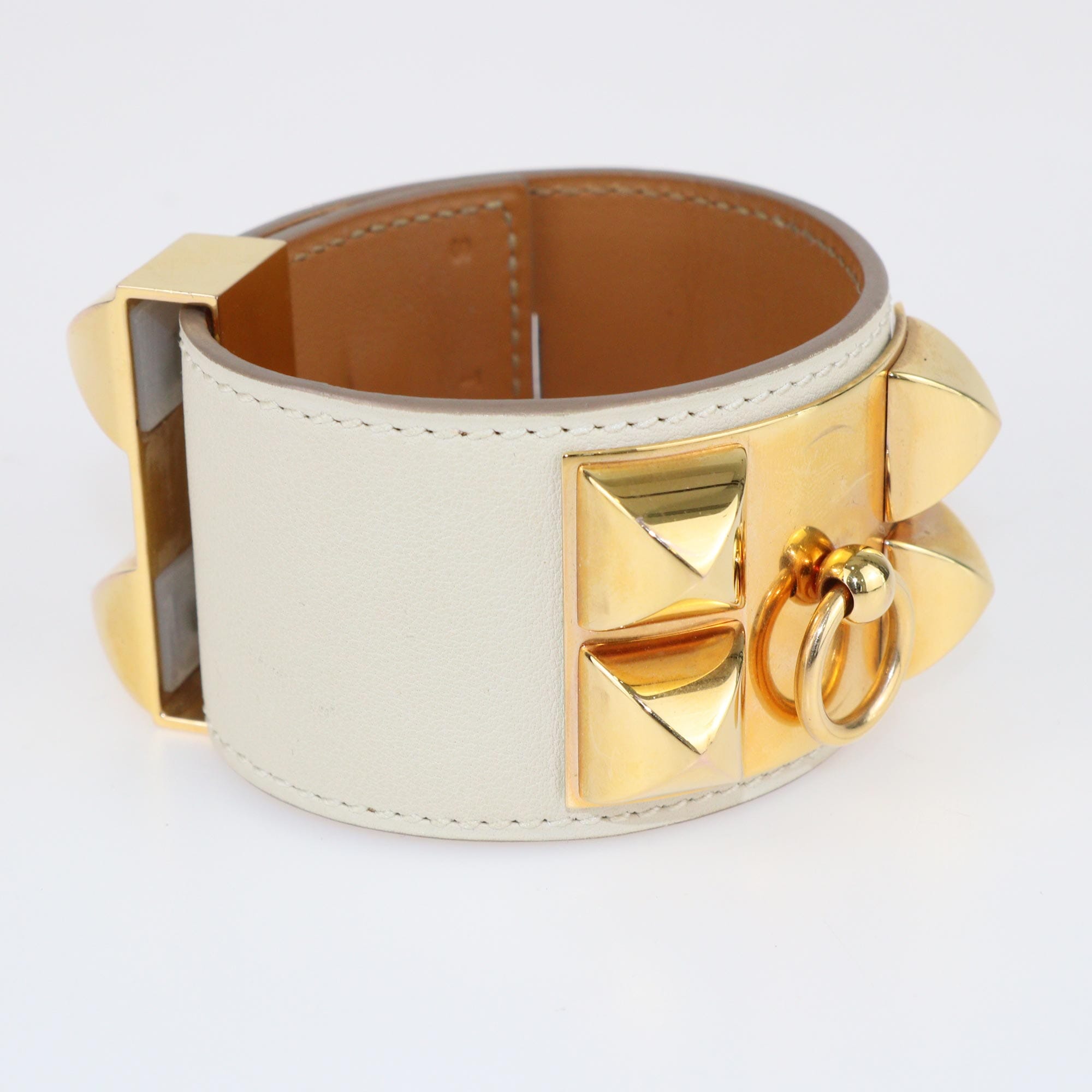 Hermes Cream Collier de Chien Gold Plated Bracelet Accessories Hermes 