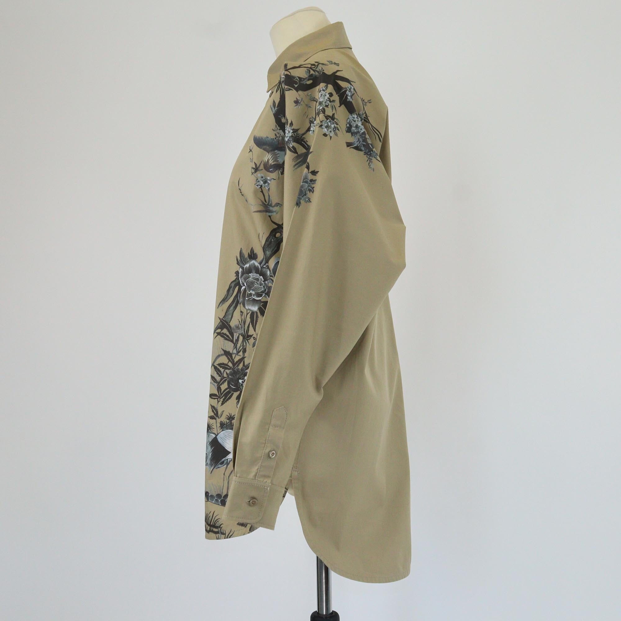 Christian Dior Khaki Floral & Bird Print Long Sleeve Tunic Womens Christian Dior 