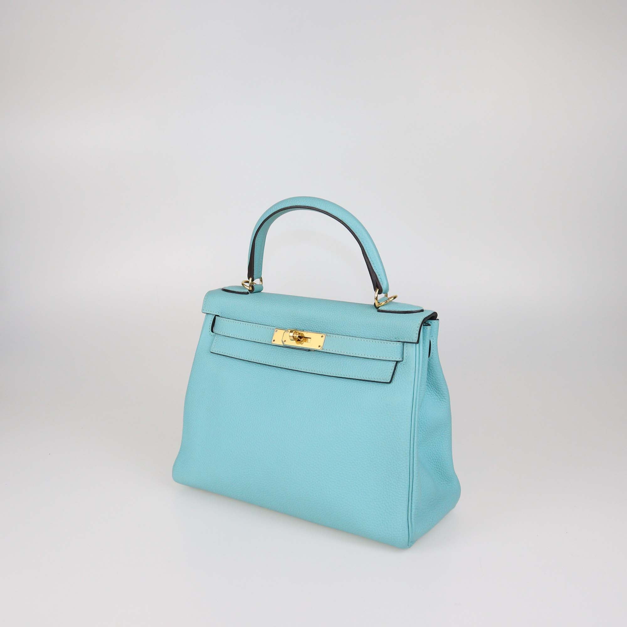 Hermes Blue Atoll Togo Leather Gold Hardware Kelly Retourne 28 Bag