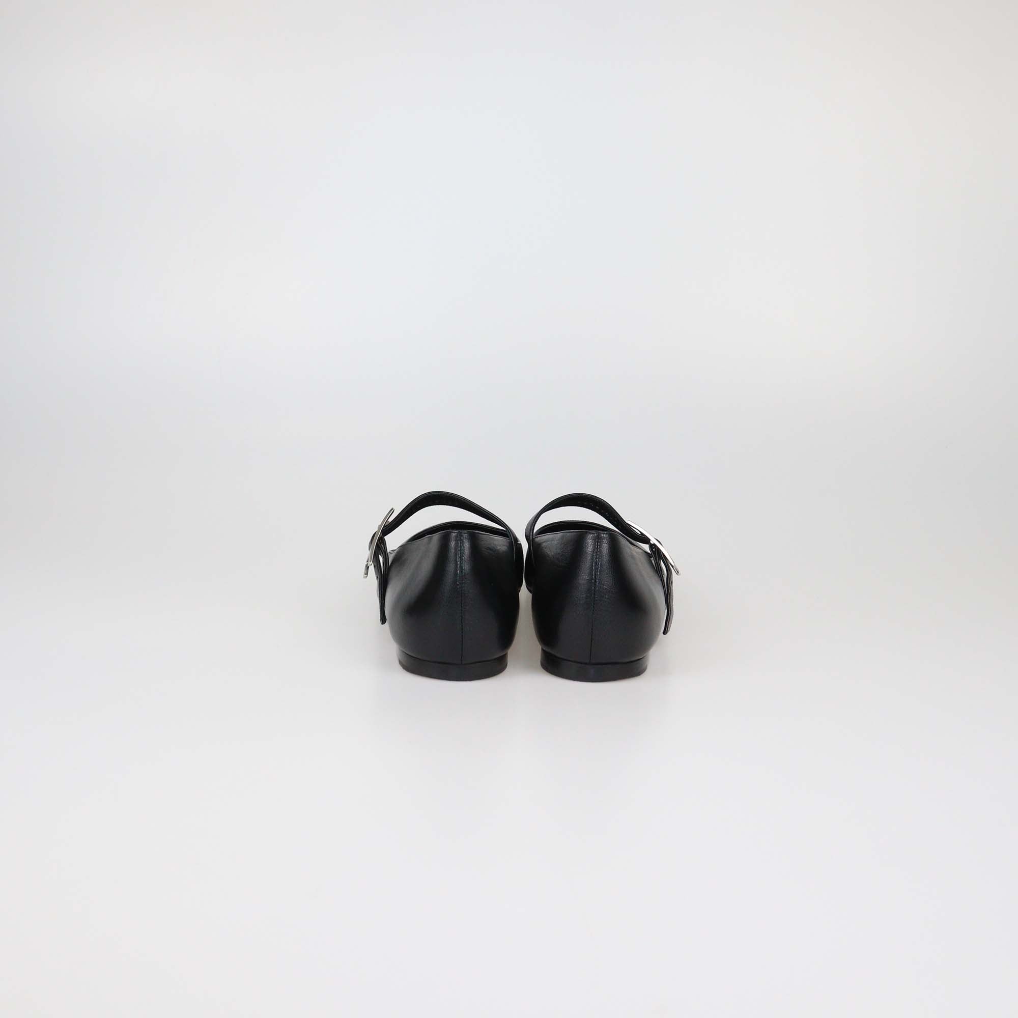 Hermes Black Leather Jane Ballet Flats